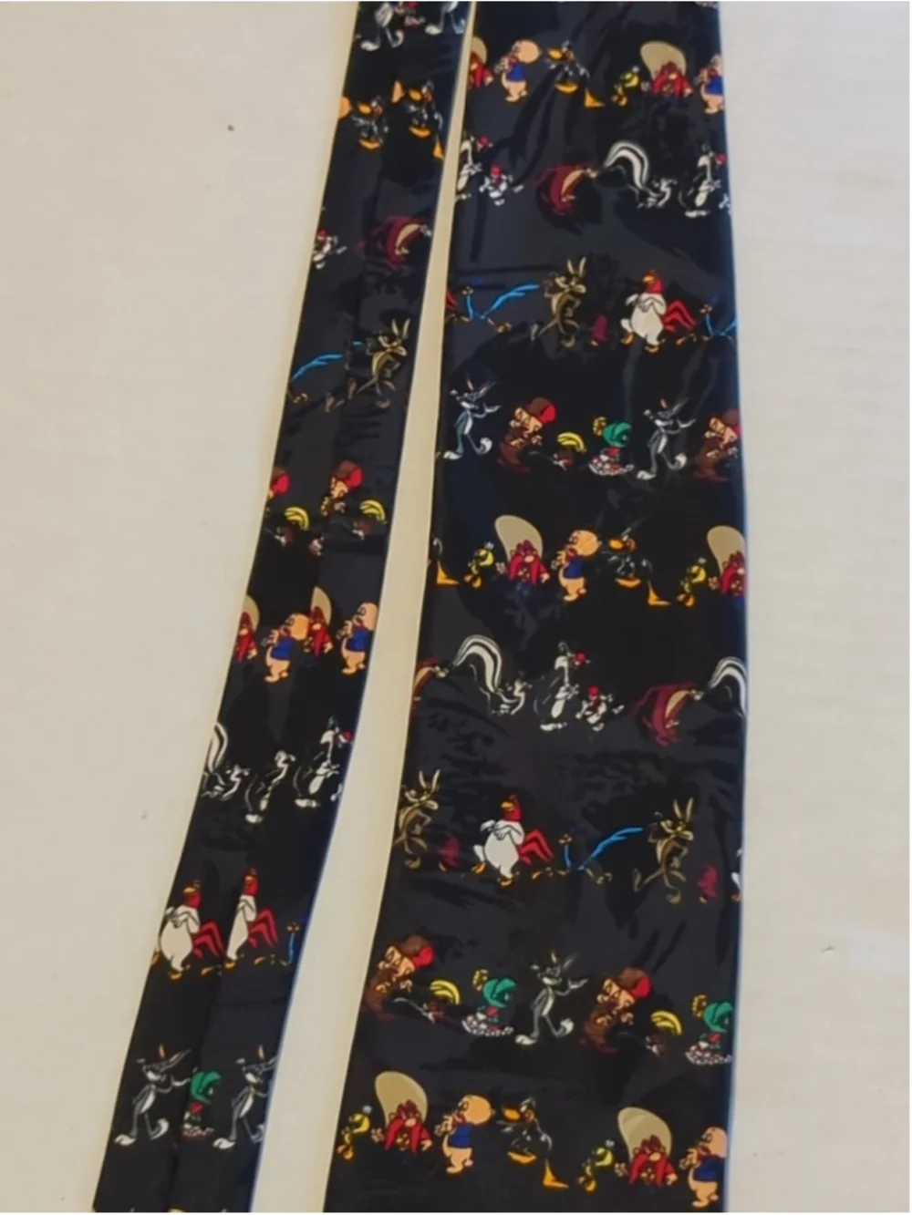 Vintage Looney Tunes Mania Tie Black Necktie Bugs Porky Daffy Tweety 1995 90s